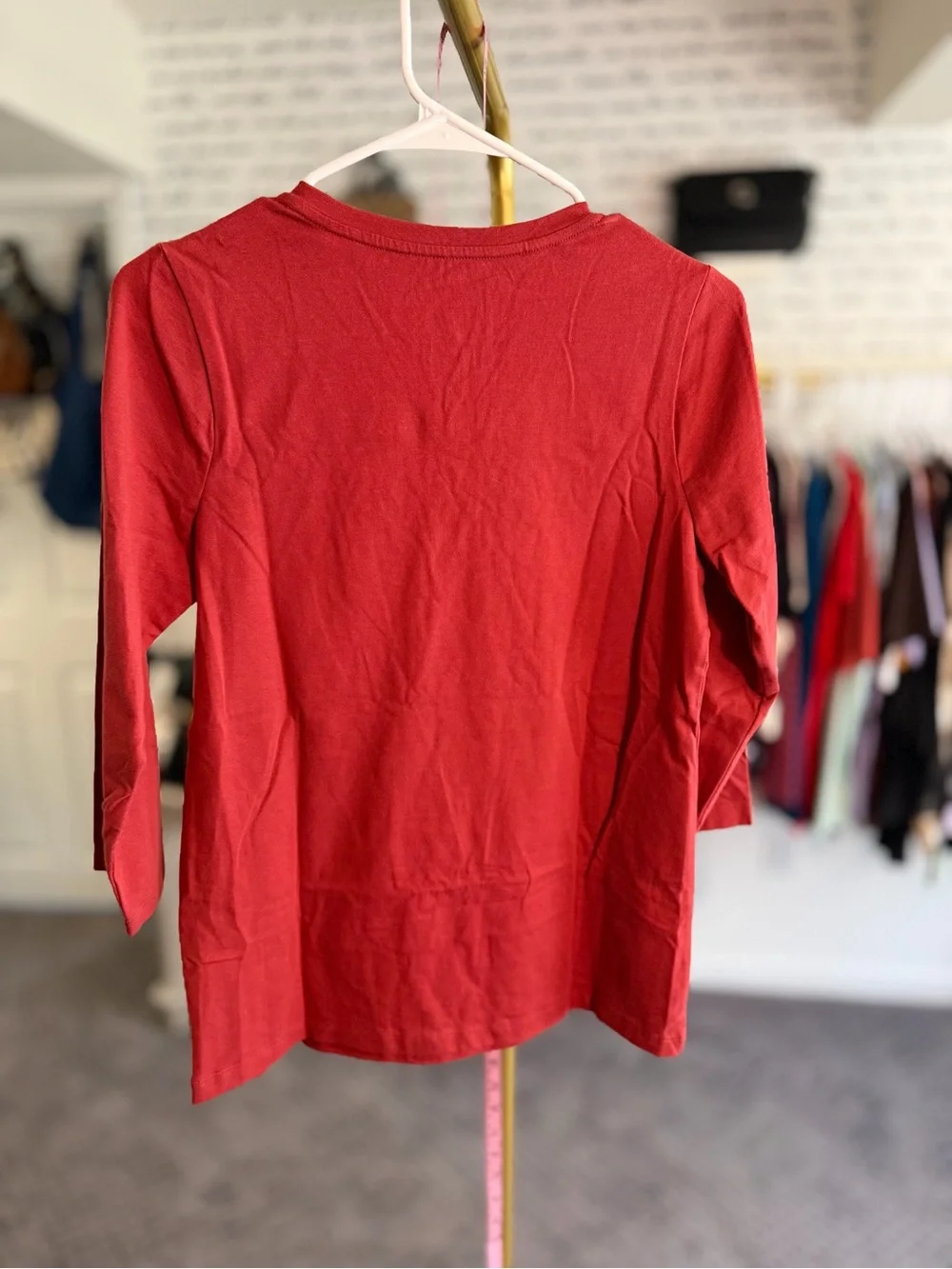 Denim & Co. Essentials Stretch 3/4-Sleeve V-Neck Top.